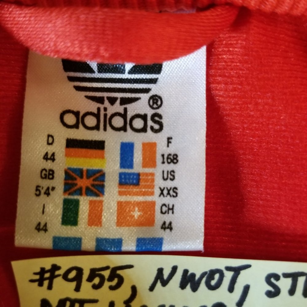 #955 NWOT Adidas Red & Blue Track Jacket S Dolman - Picture 14 of 16